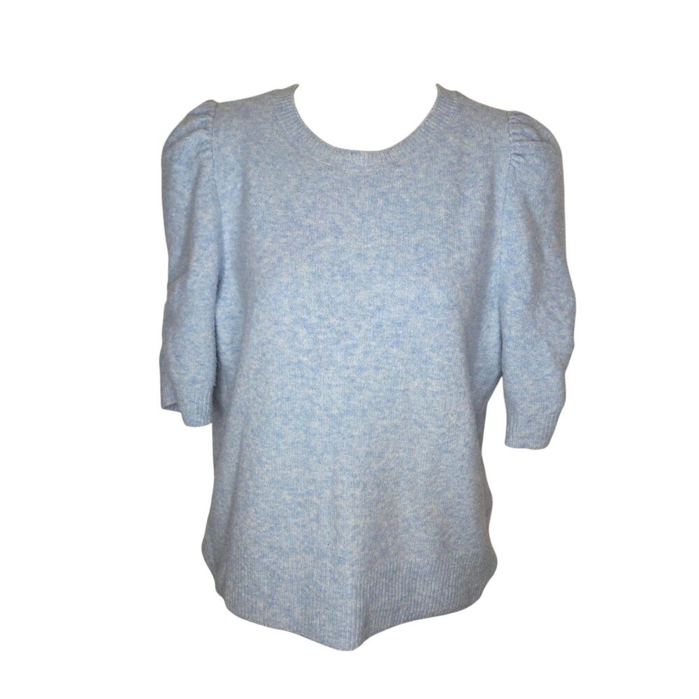 White House Black Market Light Blue Puff Sleeve Knit Sweater - Size Small